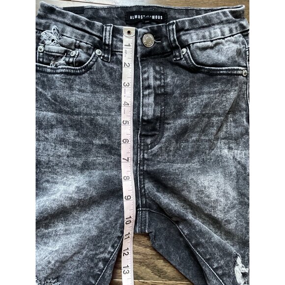 Almost Famous Juniors 1 Distressed Black Denim Shorts - Picture 6 of 8